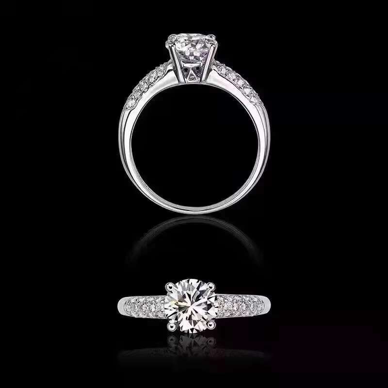 Custom 925 Silver Ring Round D Color Moissanite Engagement Ring Woman
