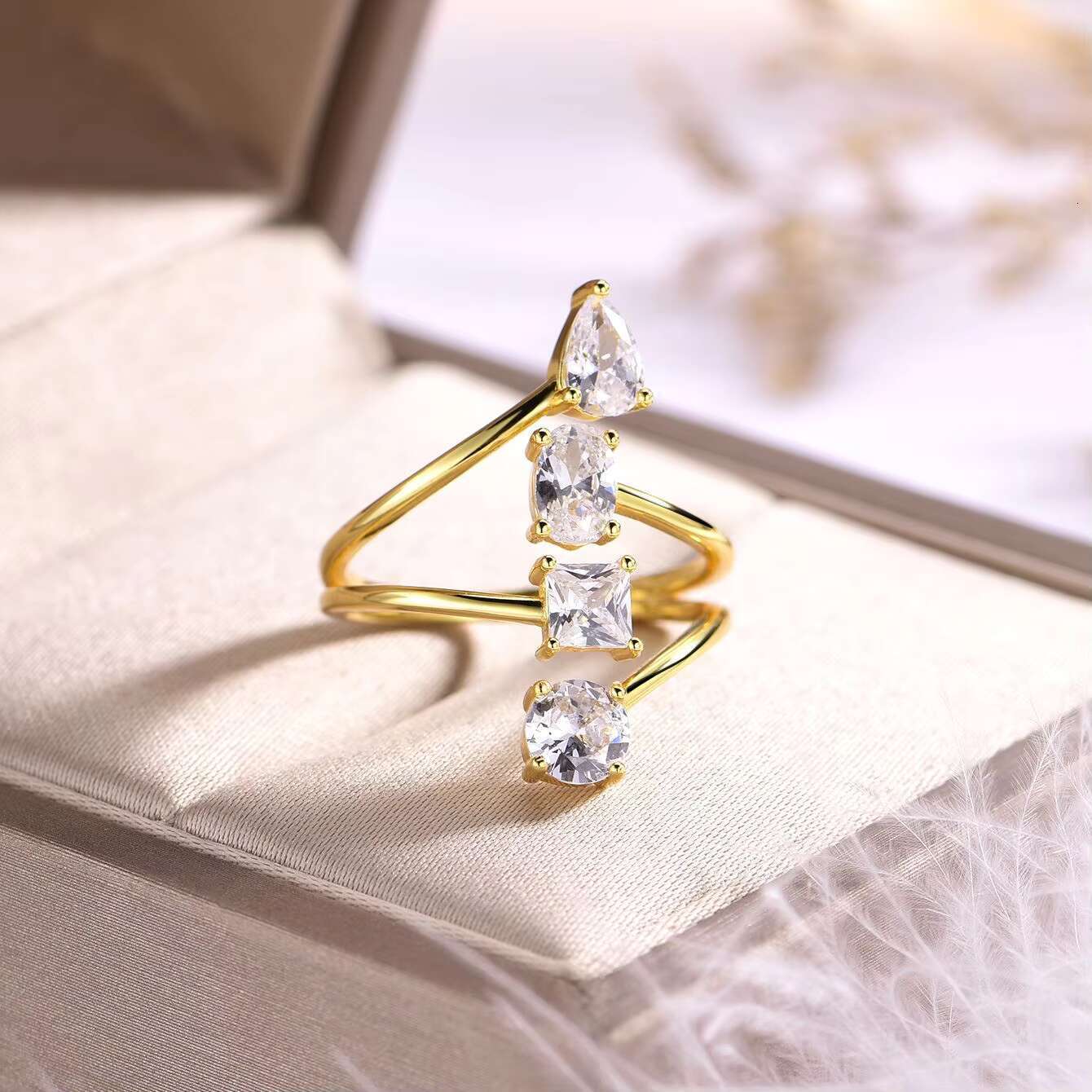 For Hot Sale S925 Silver Multi-Shaped Moissanite Ring Elegant Fashion Design