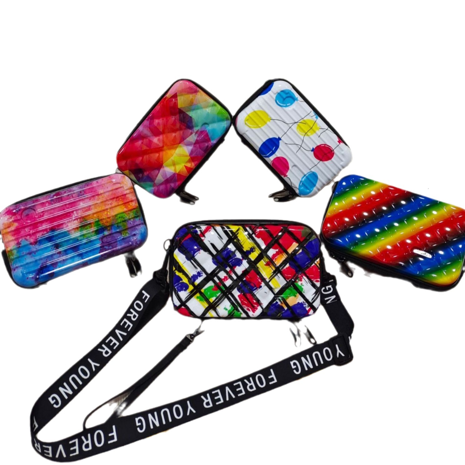 High quality brand, new high-quality free designer bag, crossbody bag, new trend fashion rainbow bag, hard box makeup bag, new free designer bag