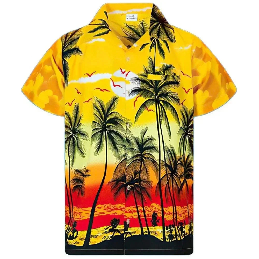 3D Hawaiian Palm Tree Creative Print Quick-drying Breathable Sport Y2k Hombre Summer S-5XL Beach Short-sleeved Shirt 250527