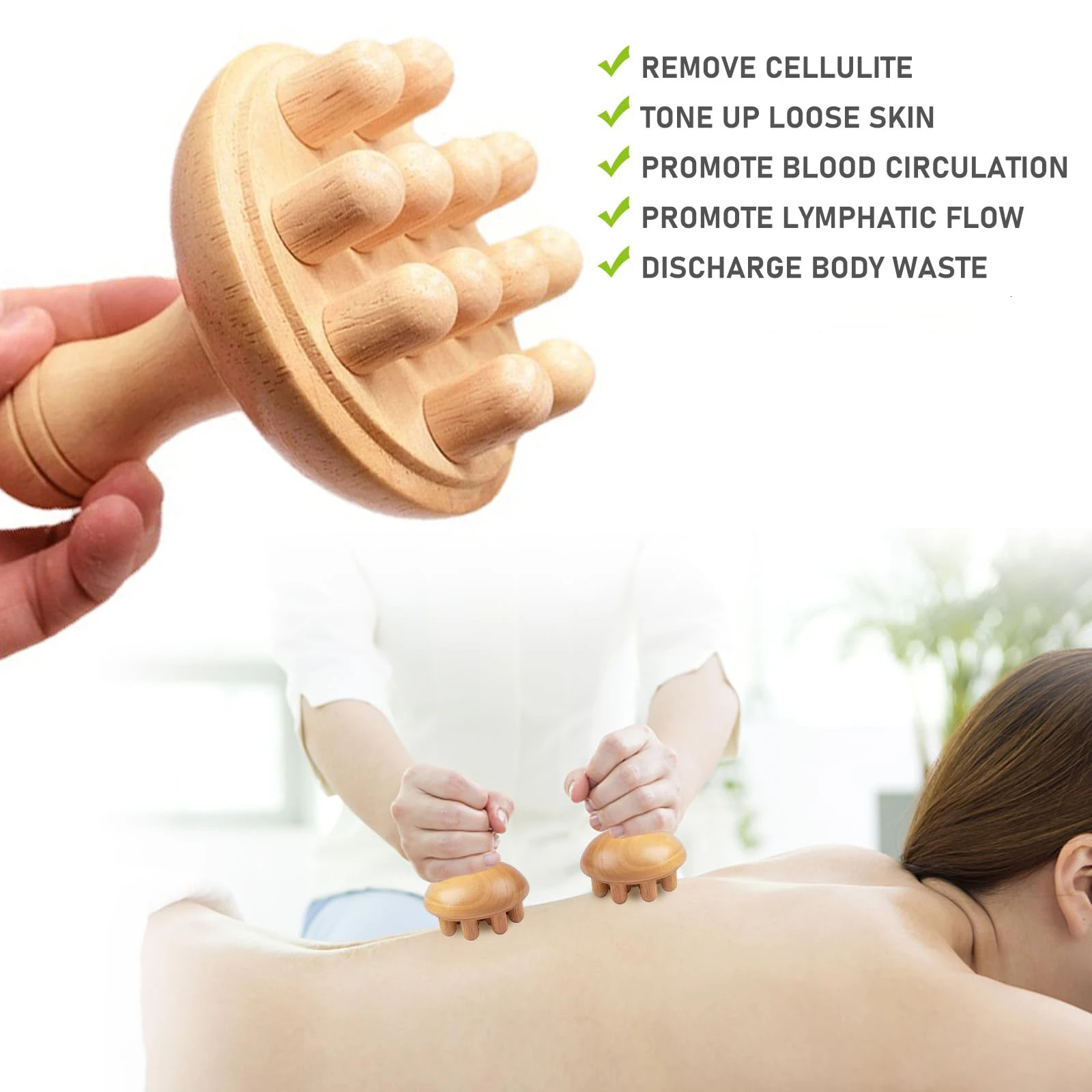 Wooden Mushroom Massager Manual Massage Tool Wood Mushroom Massage Tools Muscle Tension Local Fat Gua Sha for Full Body Use 250519