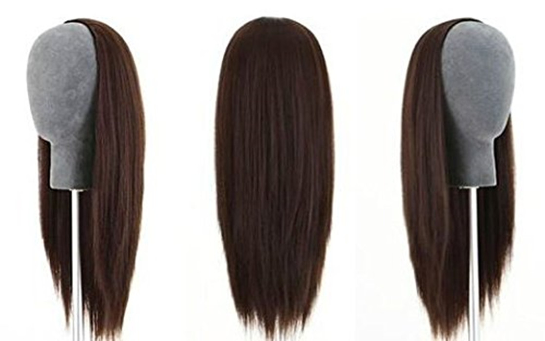 Women 3/4 Half Wig 100% Indian Remy Human Hair Silky Straight Hair Weft Cap glueless 150%density natural black