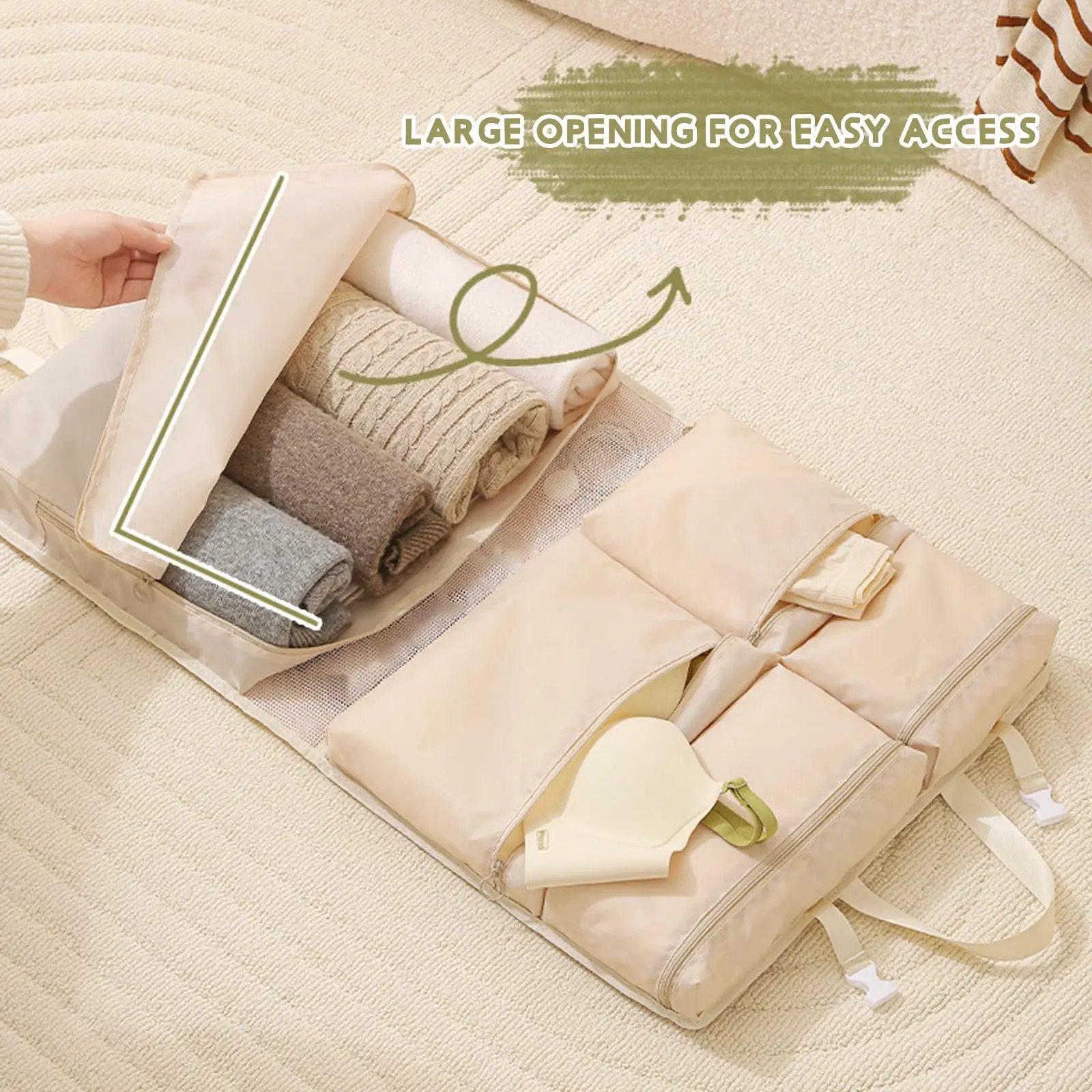 Foldable Organizer Hanging Bag for Travel Storage Hanging Bags with Pockets - Daily Clothes Sorting Storage Multi-Compartment 250526