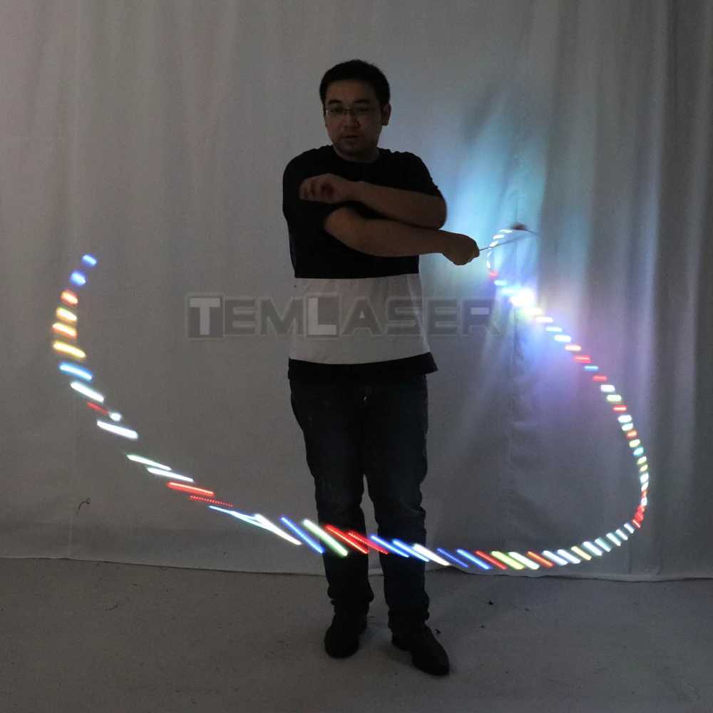 LED Rhythmic Gymnastics Ribbon Colorful Luminous Gym Ribbons Dance RGB Glow LED Poi Ribbon for Belly Dance Hand Props W250528