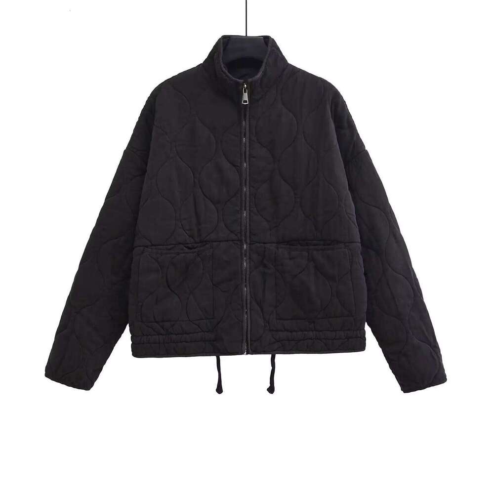 European American autumn winter new style stand collar quilted cotton jacket for women fashionable and versatile l