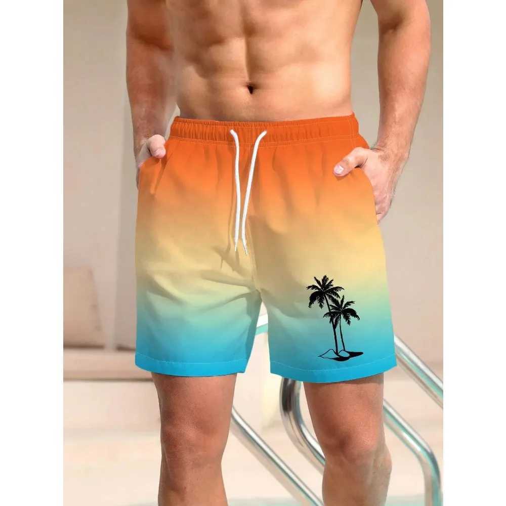 Mens 3d Coconut Tree Printed Swimsuit Swimming Shorts Summer Soft And Breathable Polyester Beach Shorts Surfing Shorts X250528