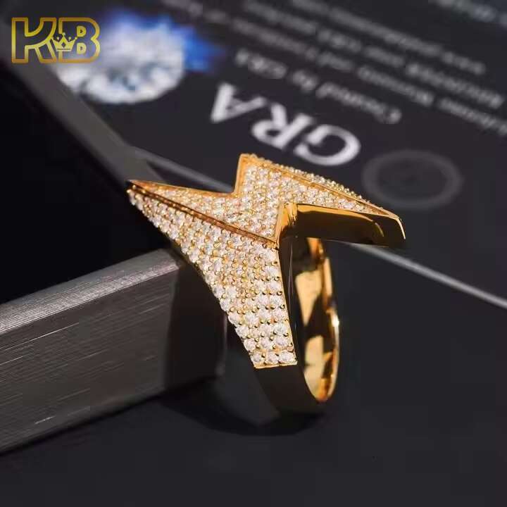 Premium VVS Moissanite Mens Hip Hop Ring 925 Sterling Silver Gold Plated Illuminating Pave Diamond Design High End Fine Jewelry