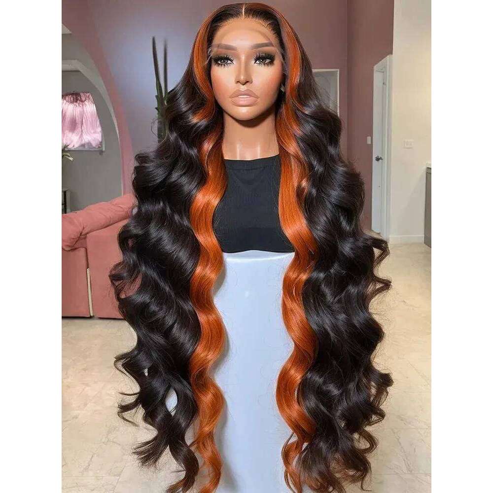 Linktowig 30 Inch Body Wave Wigs Human Hair Ginger Orange 1B/350 Colored 13x6 HD Lace Frontal Wig 250% Brazilian Highlight Remy