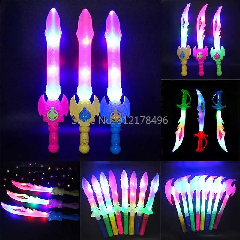 10pcs Halloween Electronic Luminous Weapon Toy Flashing LED Light Plastic Sword Knife Shape Axe Toy Kids Children Birthday Gift W250528