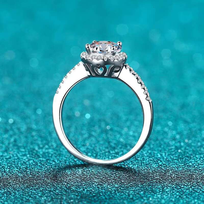 Womens S925 Sterling Silver Moissanite Ring for Wedding Party Engagement Anniversary