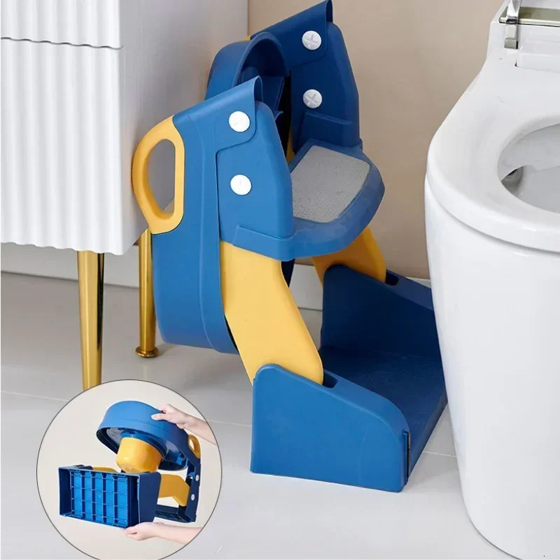 Stepped Childrens Toilet Foldable Storage Foot Stool Multifunctional Boy Girl Baby Training Kids WC with Ladder 250527