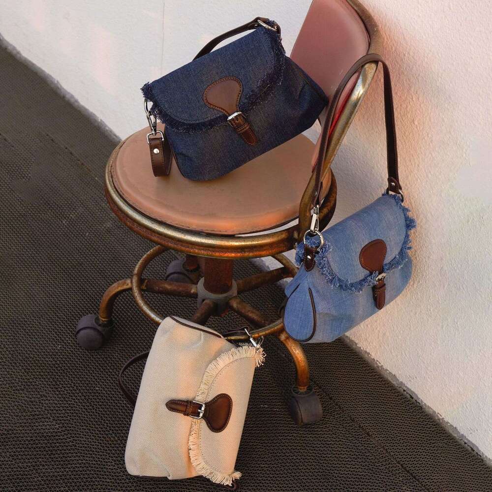 for Women 2023 Spring Summer New Simple Denim Underarm Niche Personality Handmade Wool Canvas Bag