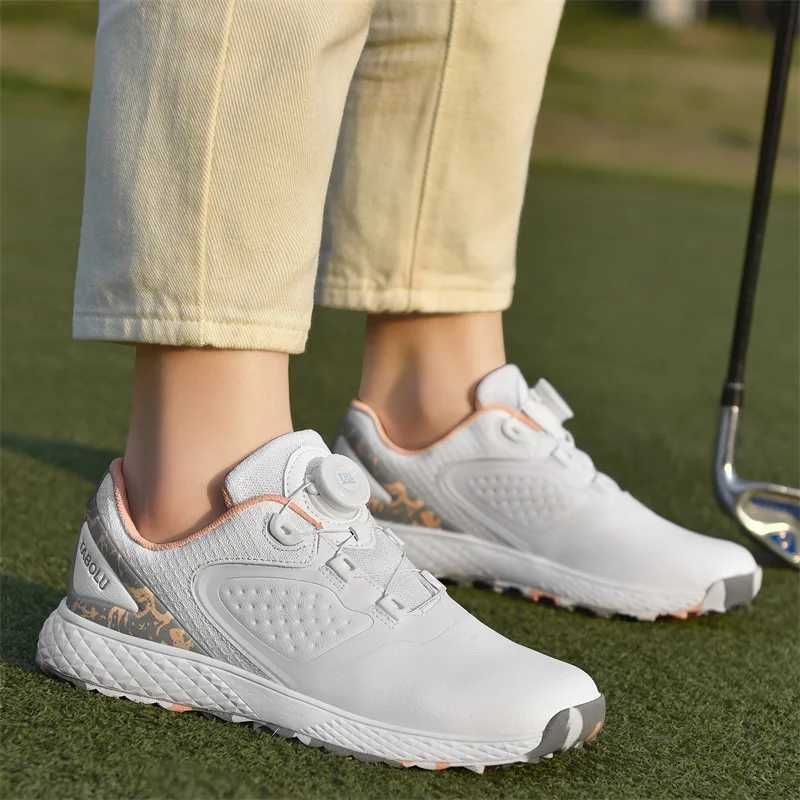 White Golf Shoes Men Women Waterproof Golf Sneakers Non-slip Spikeless Golf Trainers Leather Outdoor Sports Leather Golf Shoes M250528