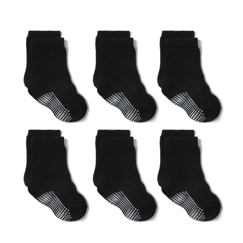 Kids Sock Baby Boys Girls Floor Socks Black White Children Toddlers Non slip Green Red Yellow Pink Orange Purple