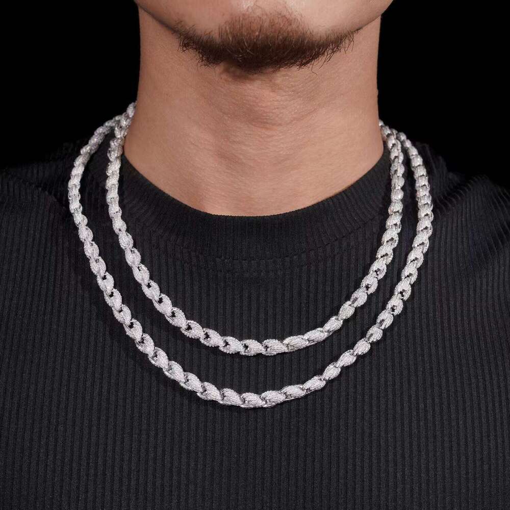 Pass Tester Hip Hop 7.5mm Sier Fully Iced Out Twist Moissanite Dia Rope Chain