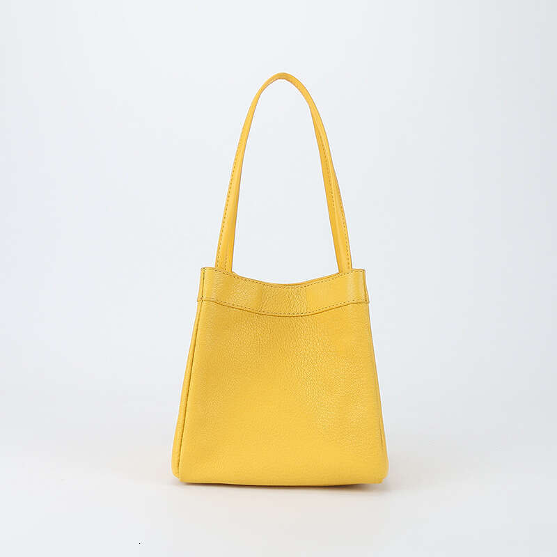 New Korean Style Genuine Leather Small Square Versatile Sheepskin Bucket Bag Niche Fashion Underarm Handbag for Women