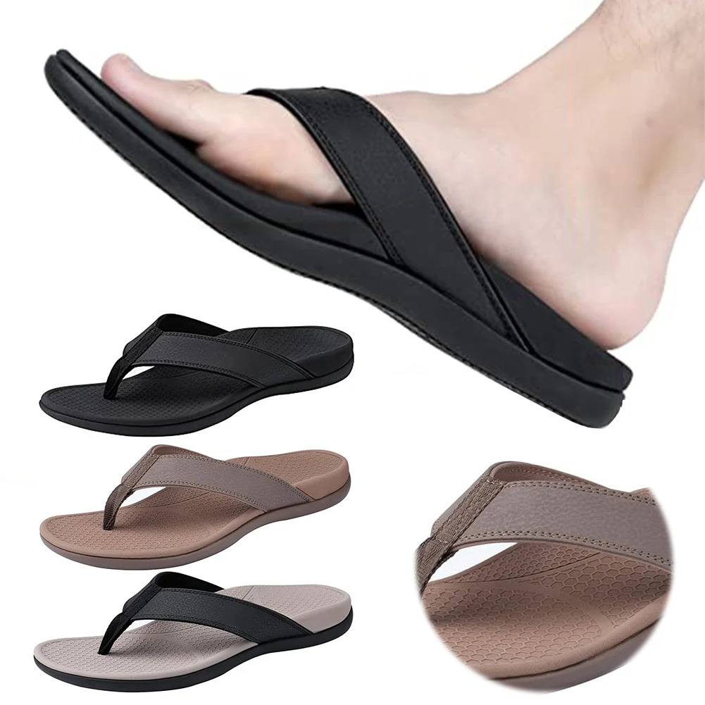 Men Ortic Flip Flops with Arch Support Supportive Beach Slippers Comfortable Walking Slippers Non Slip for Outdoor Beach 250526