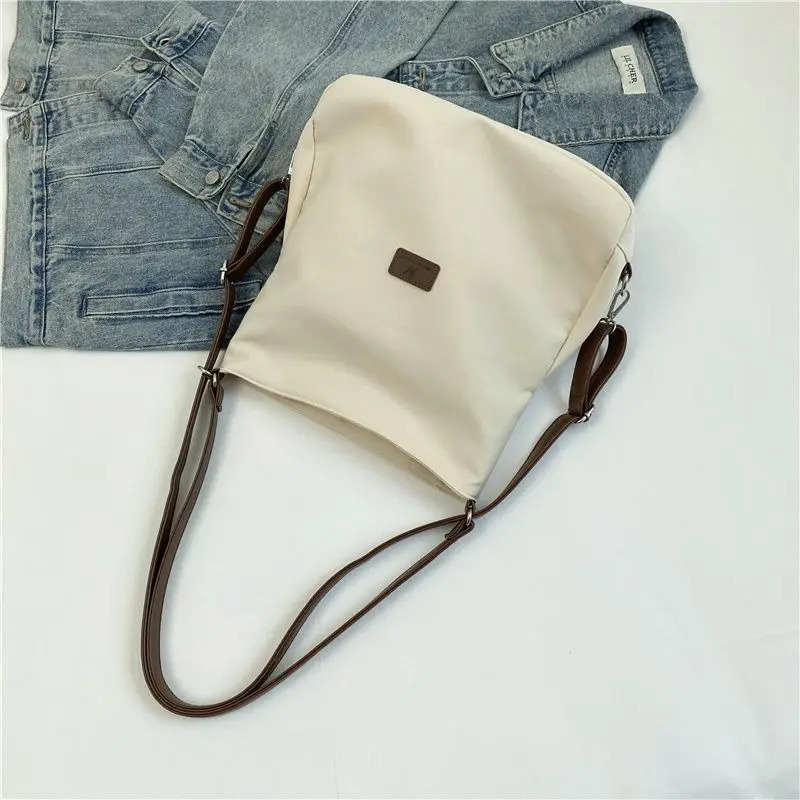 Large Capacity Fashion Canvas Shoulder Bag Womens Leisure Literature and Art Simple Solid Color Crossbody Backpack 250527