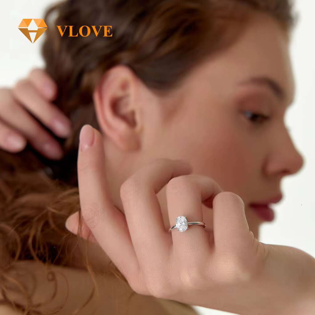 VLOVE Luxurious Jewelry Pieces Custom Design Rings 14k 1ct Oval Shaped Lab Grown Diamond Engagement Ring