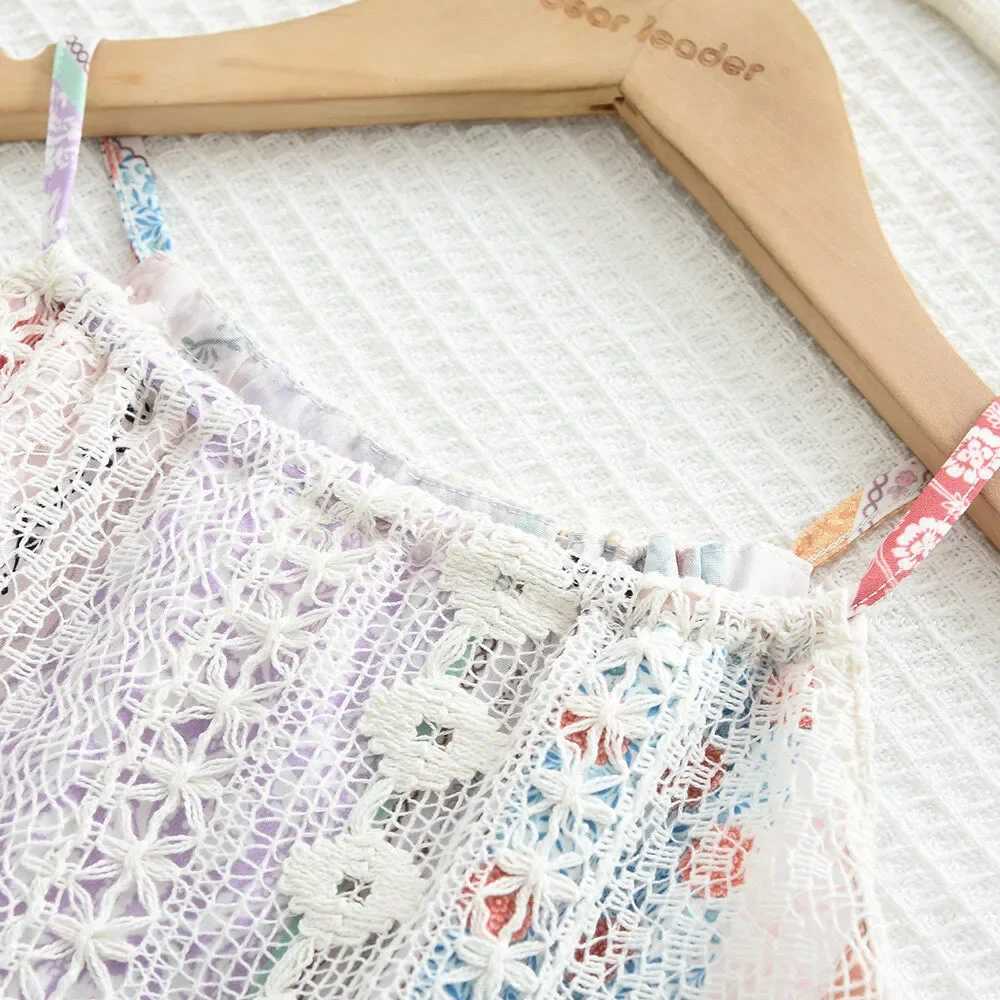 Bear Leader Summer Girls Sweet Dress Tassel Patchwork Printing Loopholes Casual Princess Dress Fashionable Childrens Clothing X250528