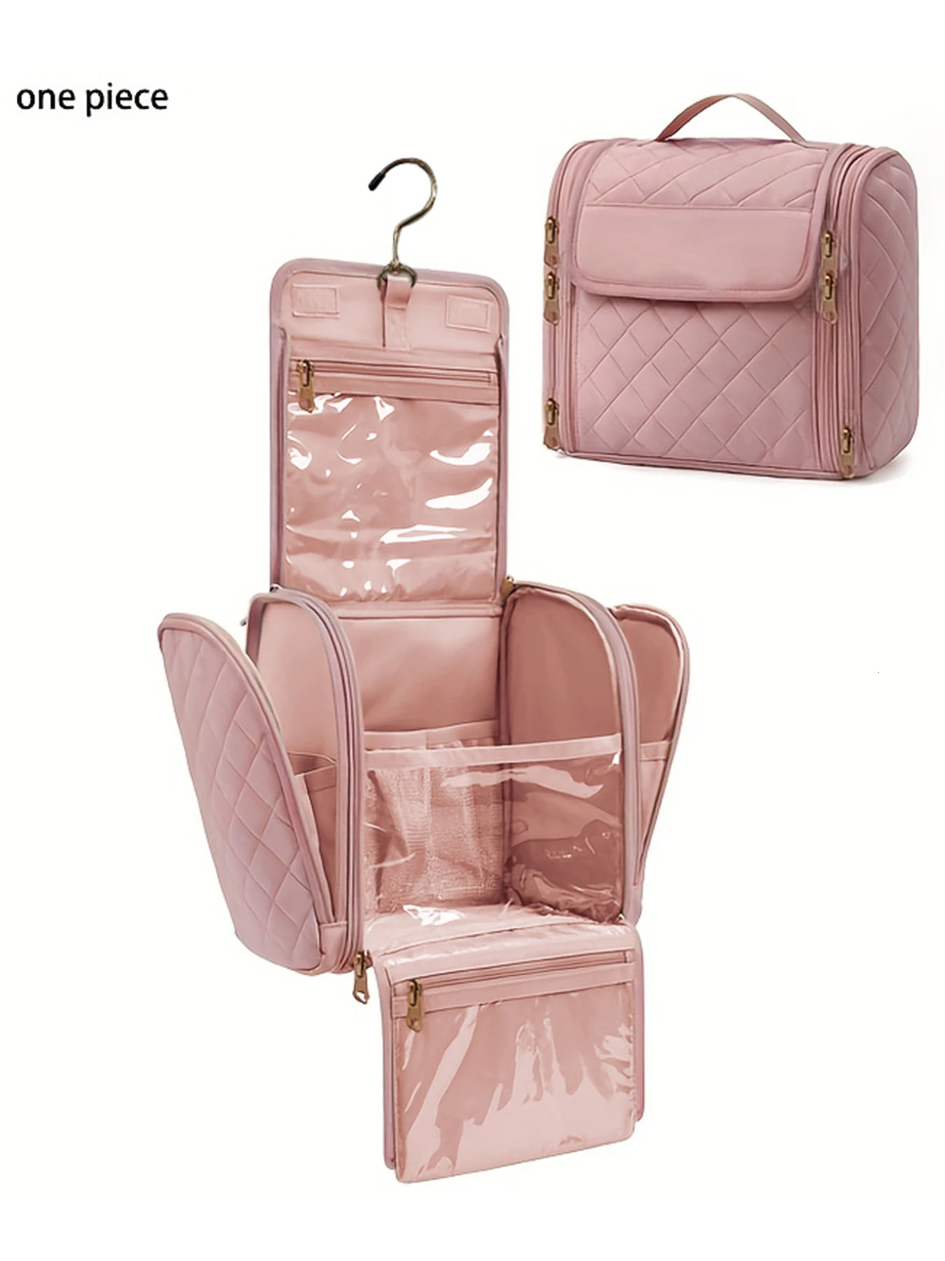 Makeup Bag for Women with Hanging Hook Large Portable Capacity Organizer Travel Case for Toiletries and Cosmetics 250527