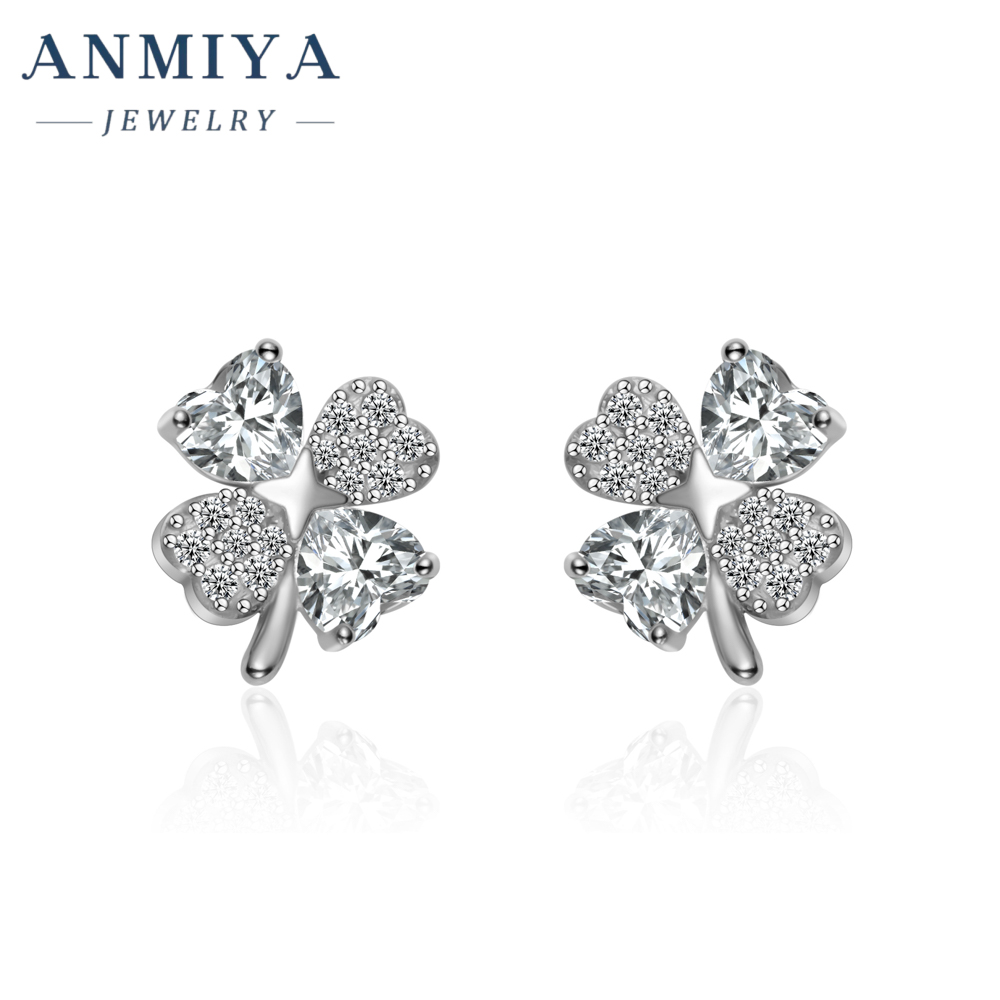 Wholesale 2024 Summer 925 Sterling Silver Earrings Zircon Clover Earrings for Women