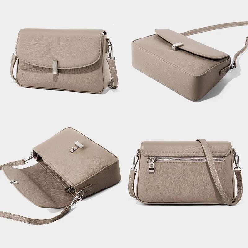 2024 New Women Lady Fashion Box Unerarm Shoulder Bag Female Genuine Leather Stylish Crossbody Messenger Sier Hardwawre