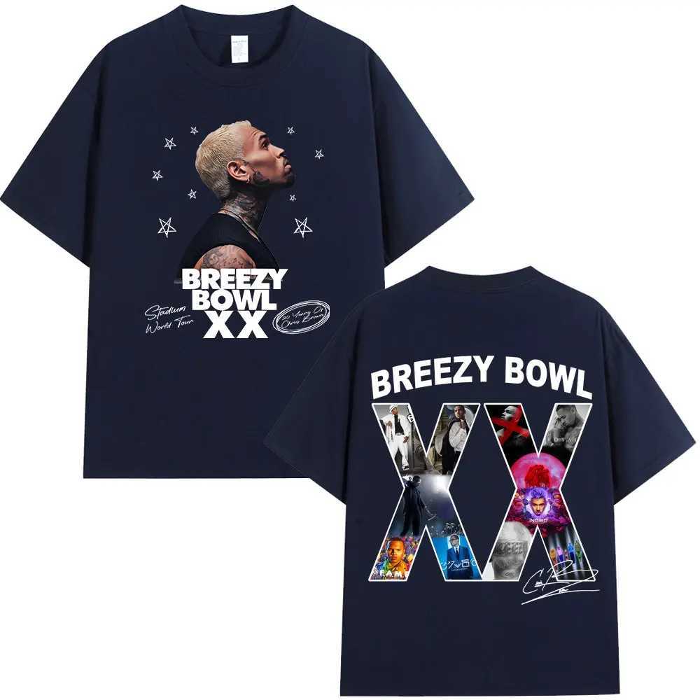 Chris Brown Brzy Bowl XX 2025 Tour Concert Merch T-shirt Mens Women Fashion Hip Hop T Shirt Cotton Casual Oversized T-shirts X250528