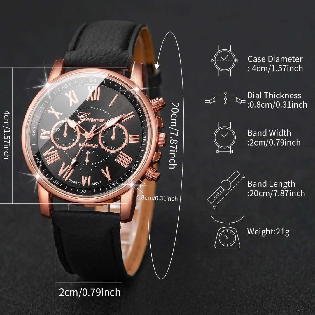 5PCS Womens Watches Fashion Roma Dial Leather Band Quartz Watch Ladies Silicone Band Wristwatch Reloj MujerWithout BoxXJ250527