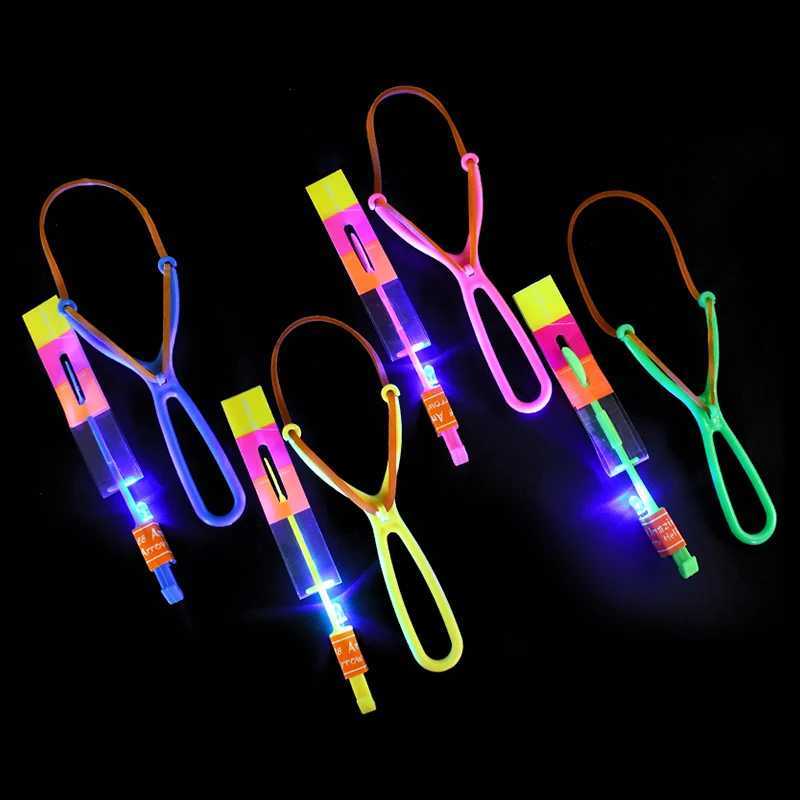 20/5Pcs LED Light Rubber Band Catapult Helicopter Flying Toys Fun Arrow Rocket Kids Birthday Party Favors Gift Bag Pinata Filler W250528
