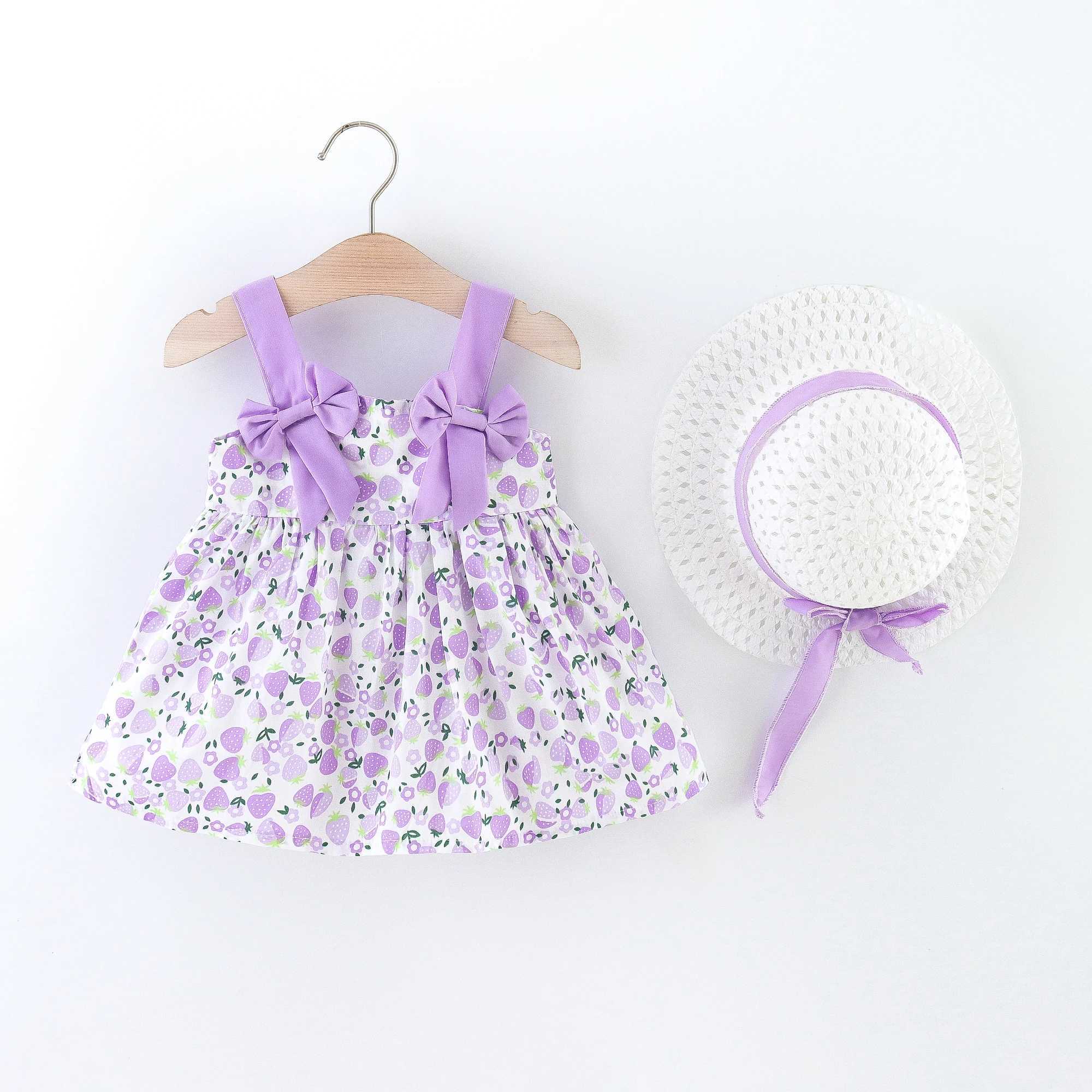 Summer New Girls Dress Baby Girl Dress Korean Version Floral Dress Baby Stylish Cotton Dress Bow Tie Hat Included X250528
