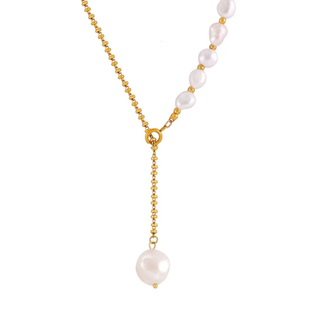 MARKA Ins Wind Pearl Necklace Womens Versatile Stainless Steel Non Fading Jewelry Accessories 250522