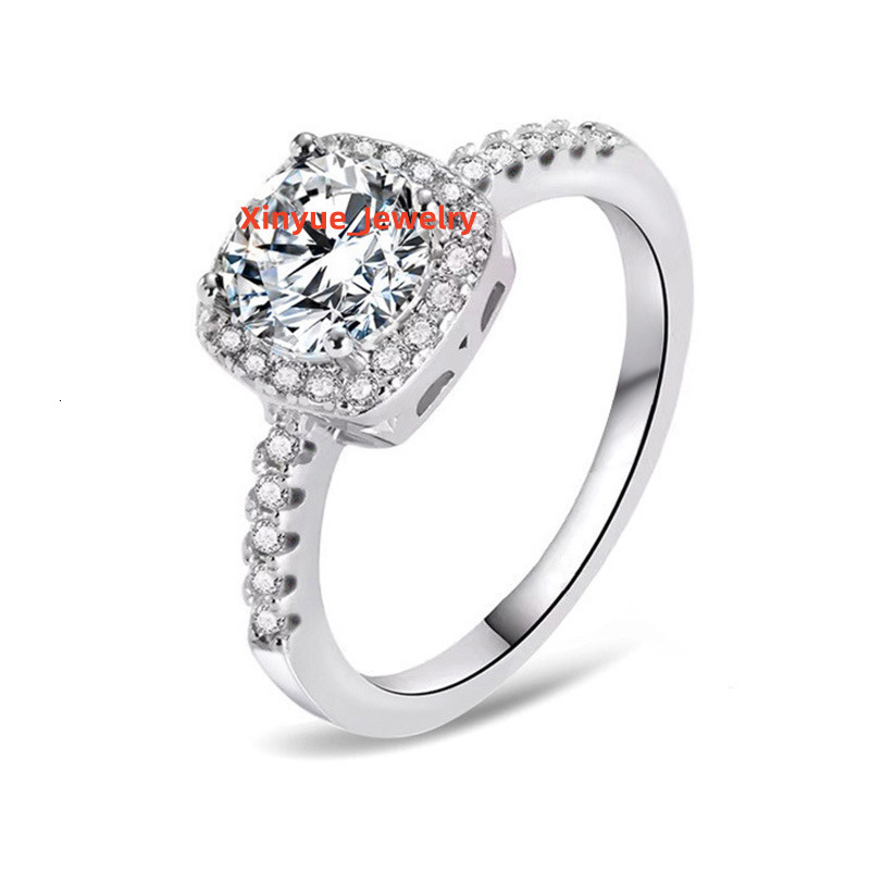 18K Gold Plated Silver Moissanite Promise Ring for Her 0.5CT-2CT D Color VVS1 Clarity Diamond Rings for Women