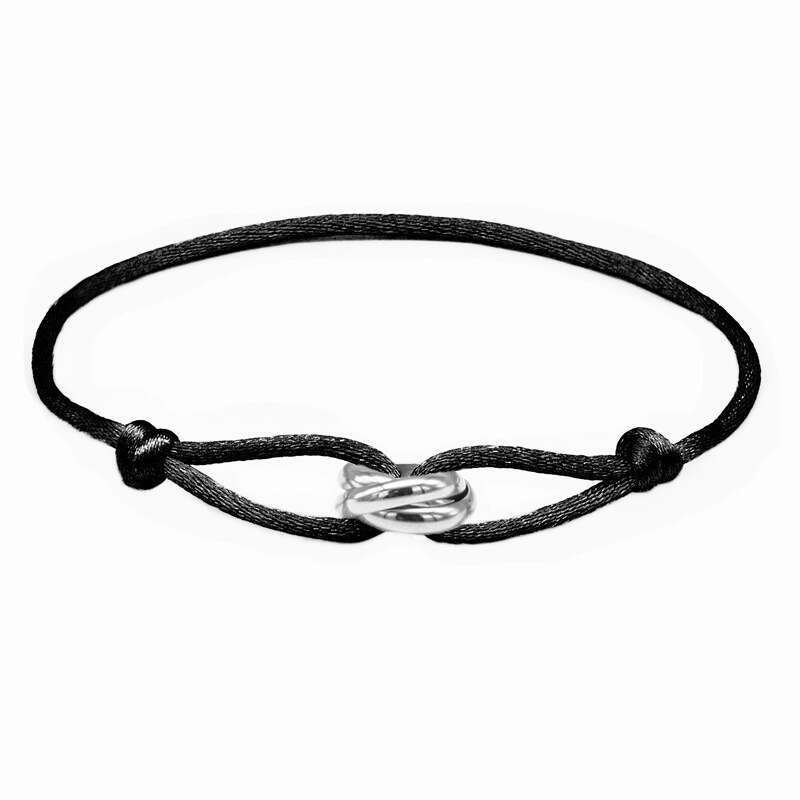 Handwoven Couple Stainless Steel DIY Colors Three Rings Adjustable Bracelet