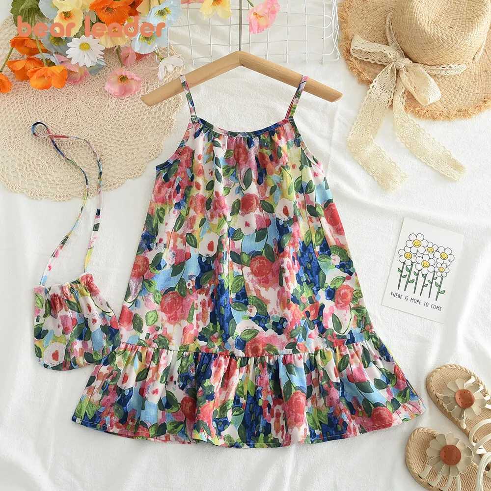 Bear Leader 3-7 Years Baby Girl Flower Dresses With a Bag Summer Floral Suspender Dress Kids Girls 2-Piece Sets Clothing X250528