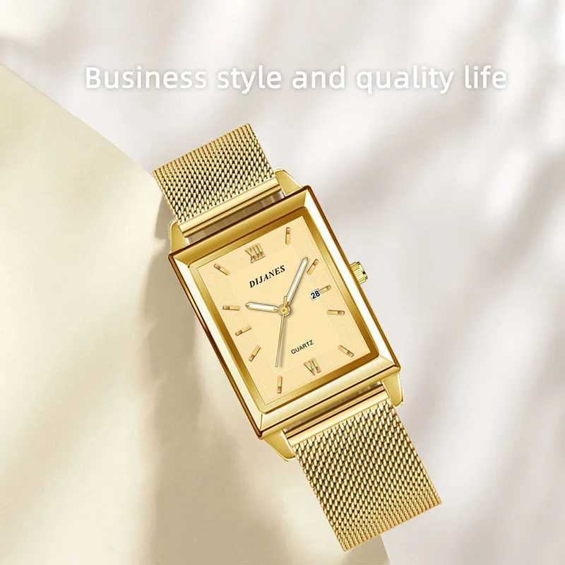 New Luxury Fashion Gold Watch for Women Men Stainless Steel Quartz Wristwatch Womens Watches Ladies Calendar Clock XJ250527
