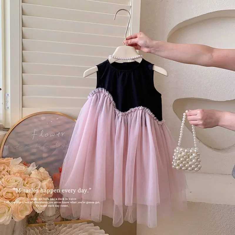 Girls Casual Dresses Color Contrast Patchwork Mesh Princess Dress Toddler Girl Clothes Party Dress Kids Girl Princess Dresses X250528