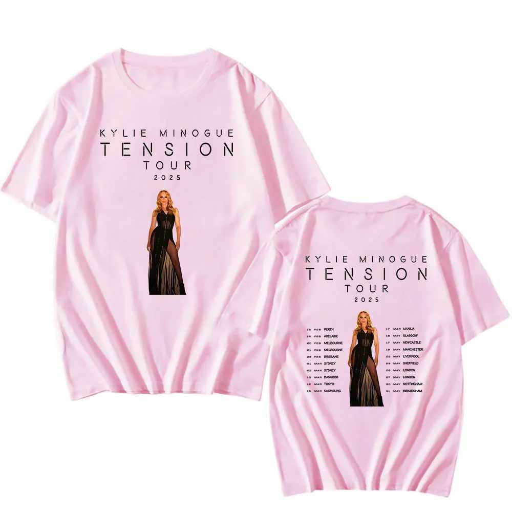 Famous Singer Print Tshirt Kylie Minogue Tension Tour 2025 T-shirt Cotton Summer Men/Women T-shirt Ropa Hombre Graphic Clothes X250528