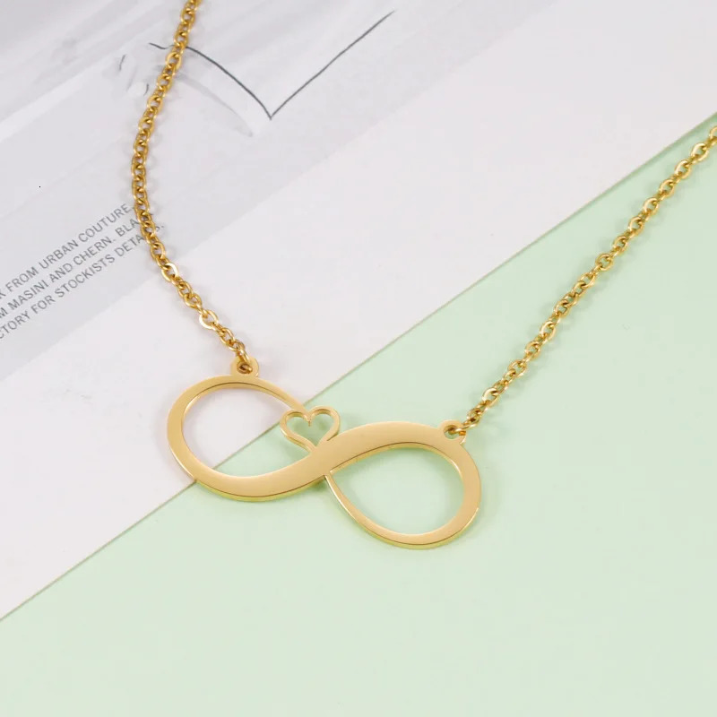 10Pcs Infinity Love Heart Shape Symbol Simple Elegant Stainless Steel Necklaces Pendant Choker Necklace For Women Jewelry Gift 250519