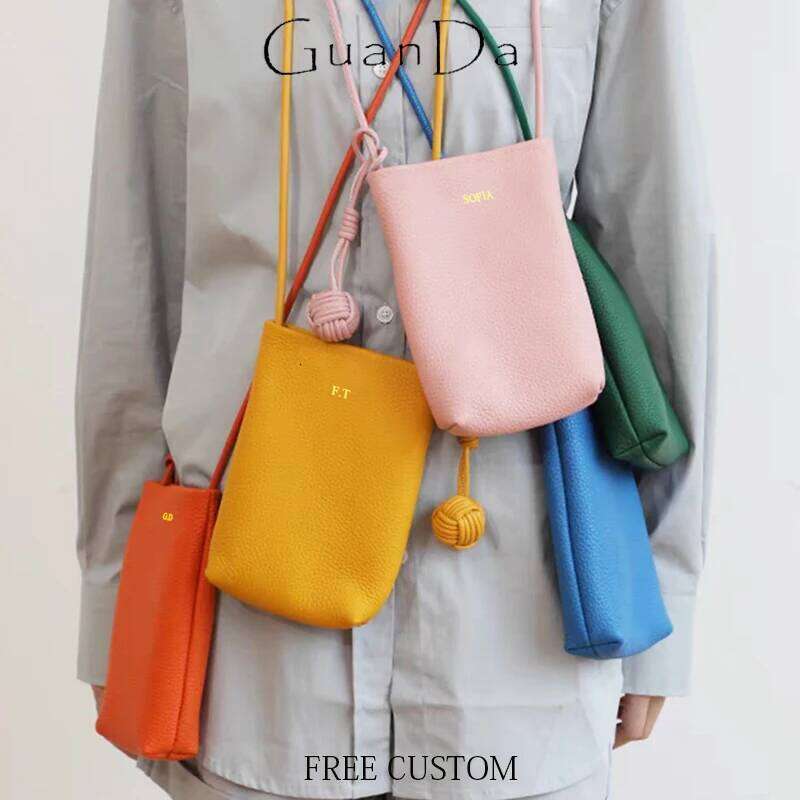 Design Cross-Body Phone Woman Fashion Genuine Leather Shoulder Bag Custom Initials Casual Ladies Bucket Bags Handbag
