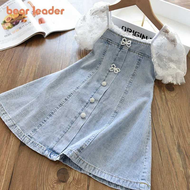 Bear Leader Summer Girl Princess Dresses Childrens Embroidery Three Dimensional Flower Lace Mesh Dress 2-6 Years X250528