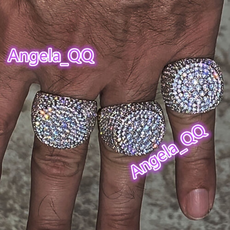 New Fine Hip Hop Jewelry Luxury Glaring Cool 925 Sterling Silver Iced Out Paved VVS Moissanite Diamond Men Ring for Party