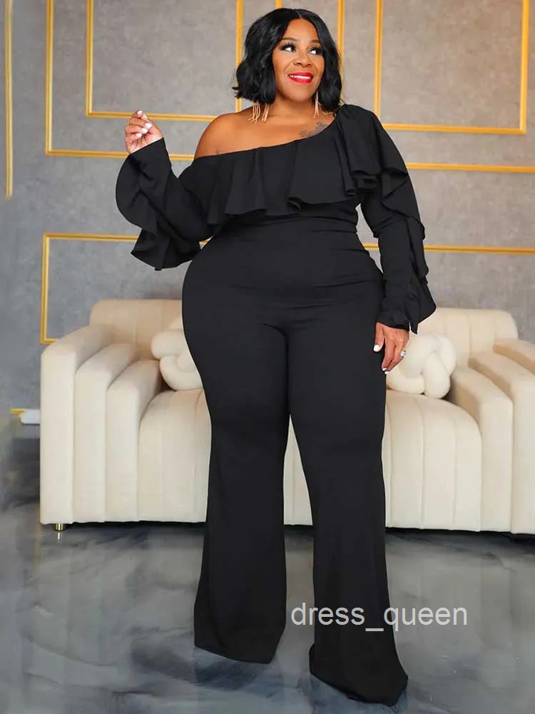 Elegant Woman Jumpsuit Autumn Slash Neck Jumpsuit Casual Woman Clothes One Piece Long Sleeve Jumpsuit Sexy Plus Size Looks