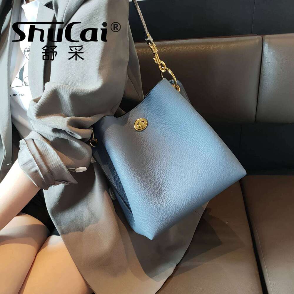 Genuine Leather Single Shoulder Bucket Head Layer Cowhide Crossbody Commuter Women's Bag