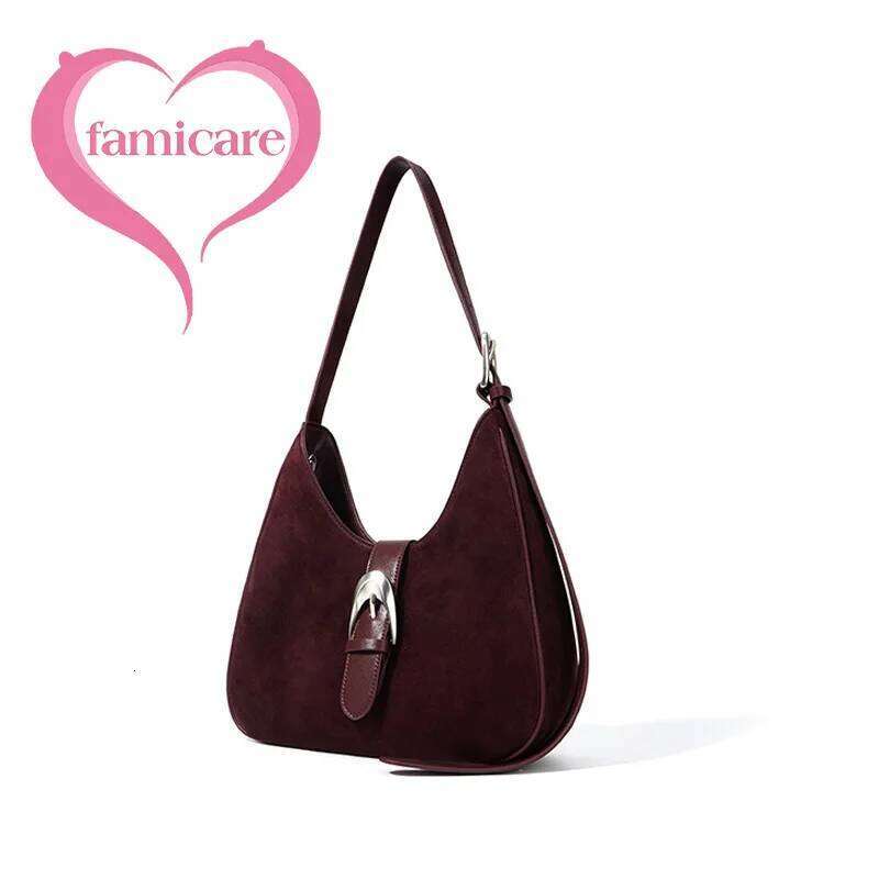 Women Suede Female Frosted Cowhide Split Leather Underarm Shoulder Bag Lady Fashion zipper Handbag Wholesale