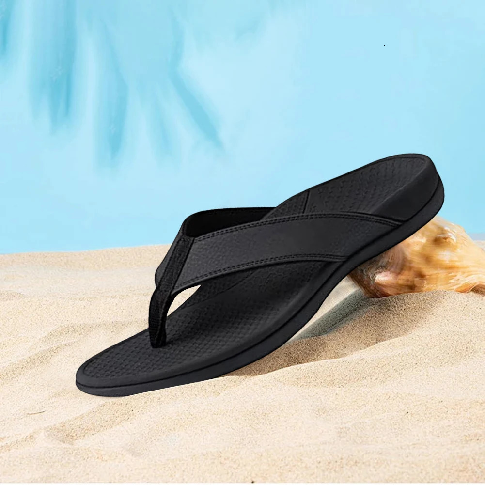 Men Ortic Flip Flops with Arch Support Supportive Beach Slippers Comfortable Walking Slippers Non Slip for Outdoor Beach 250526