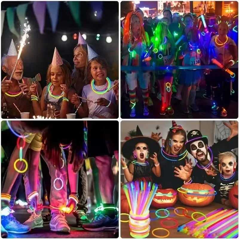 10-100Pcs Fluorescence Sticks Party Multicolor Glowing Stick Bright Colorful Light Bright Bendable Glow Bracelet Party Supplies W250528