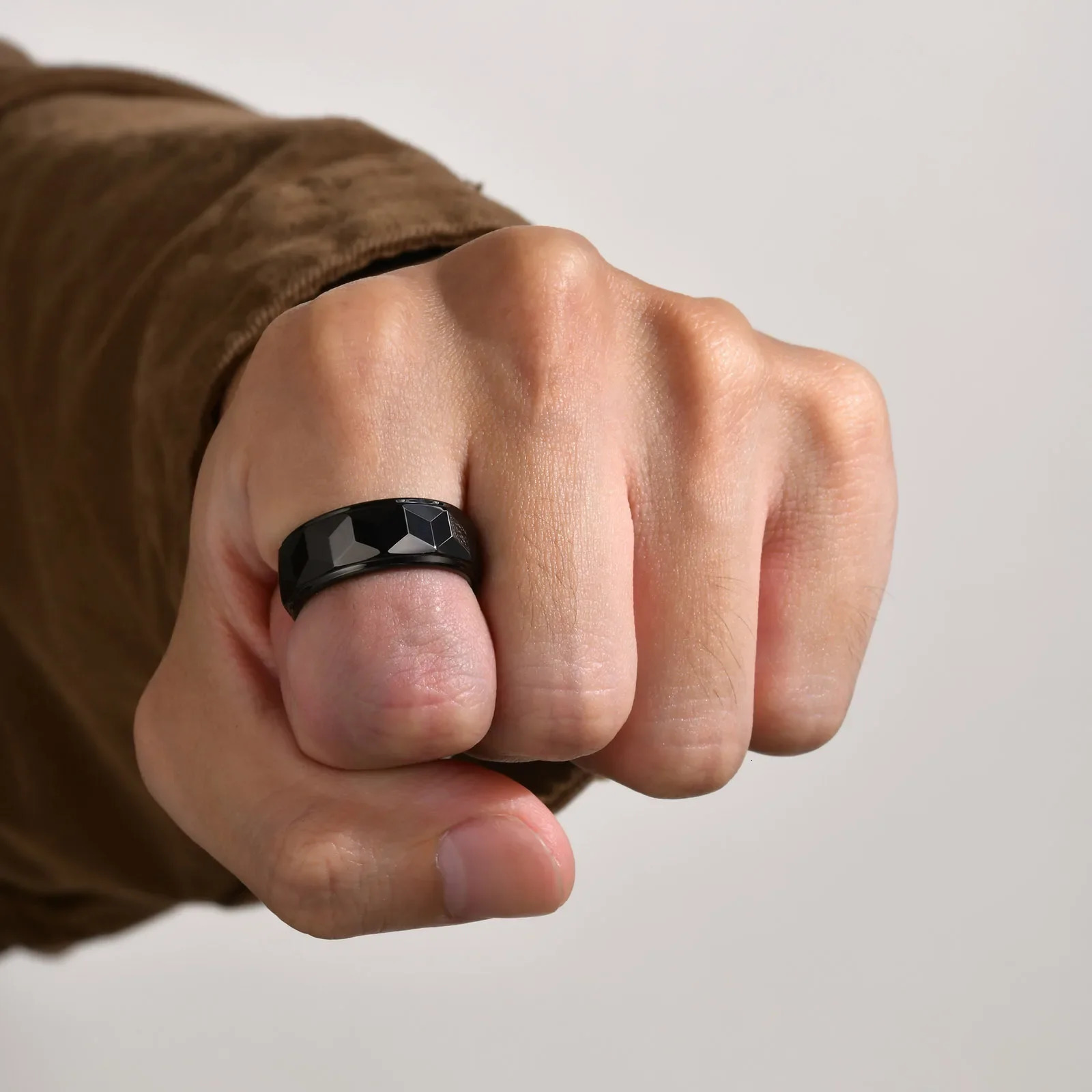 Mens Rings Tungsten Carbide Anti-scratch 8mm Gold-color Thumb Finger Punk Metal Wedding Party Engagement Male Jewelry Waterproof 250519