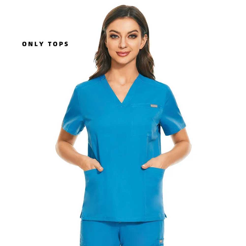 Men Scrub Tops Medical Uniforms Dentist Overalls Nurse Clothes Lab Workwear Unisex Doctor Nurse Come Dentistry Surgical Shirt X2505281
