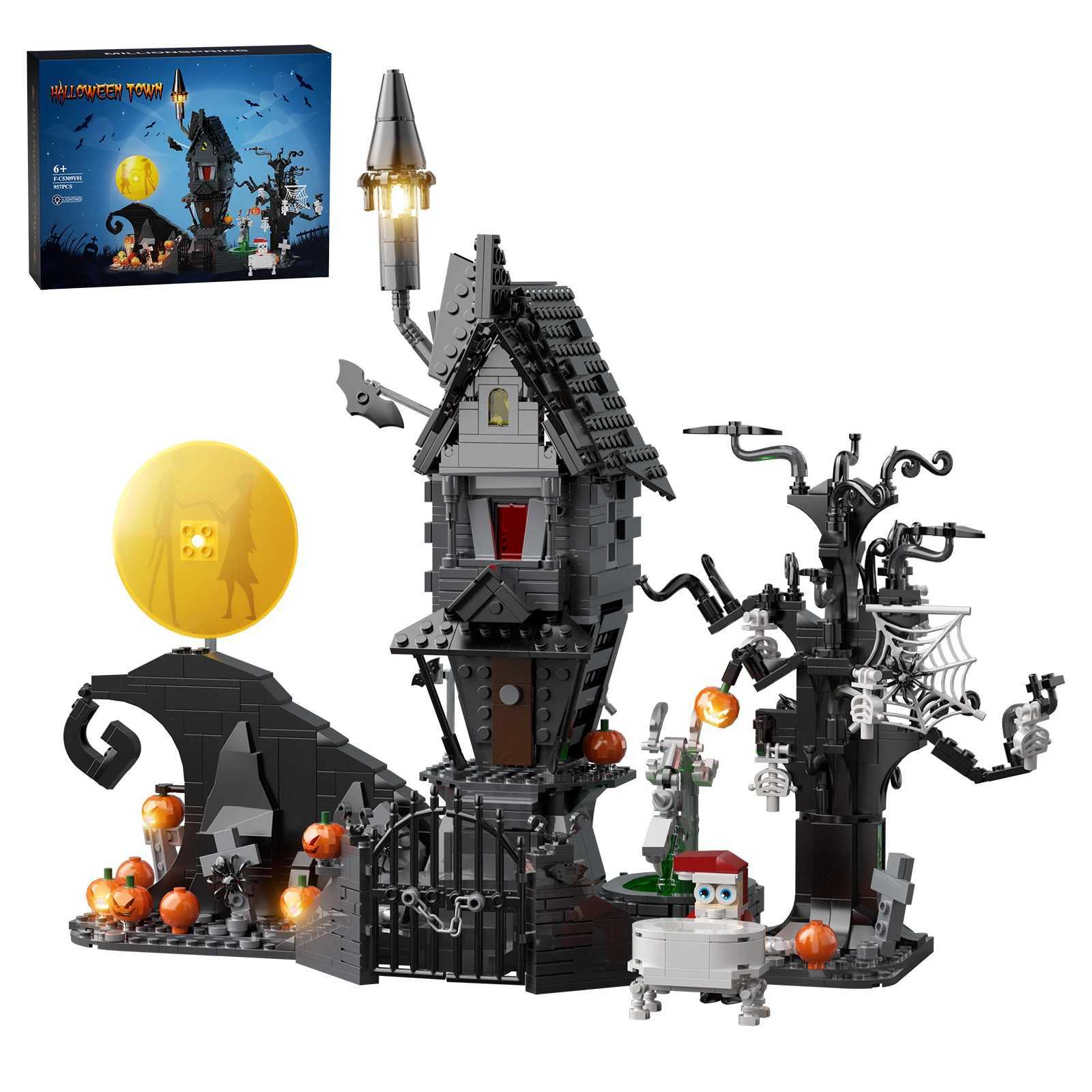 Nightmare Before Building Sets Horror Pumpkin Ghost House Model Blocks Halloween Christmas Gift Kids Adults Free shipping